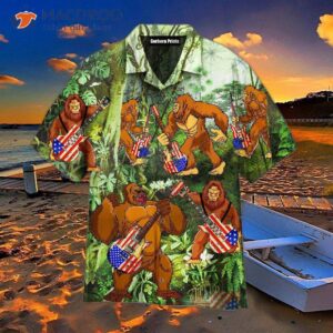 bigfoot guitar music america hawaiian shirts 0