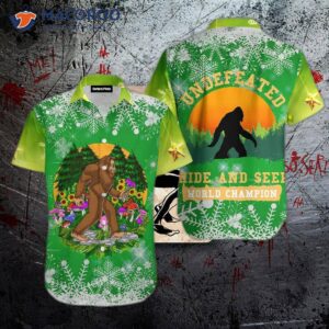 Bigfoot Hide-and-seek Christmas Green Hawaiian Shirts