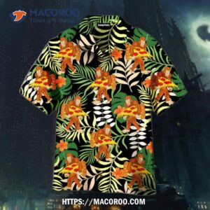 Bigfoot Pizza Funny Tropical Hawaiian Shirt