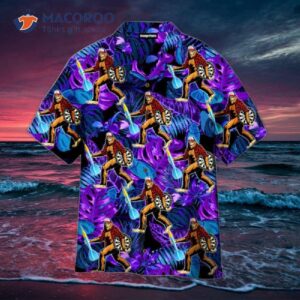 Bigfoot Play Darts Tropical Neon Aloha Hawaiian Shirts