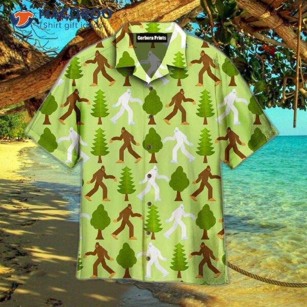 Bigfoot Sasquatch Green Hawaiian Shirts