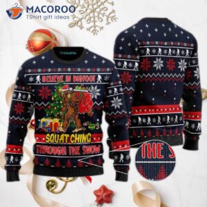 Bigfoot Squats Ching’s Ugly Christmas Sweater