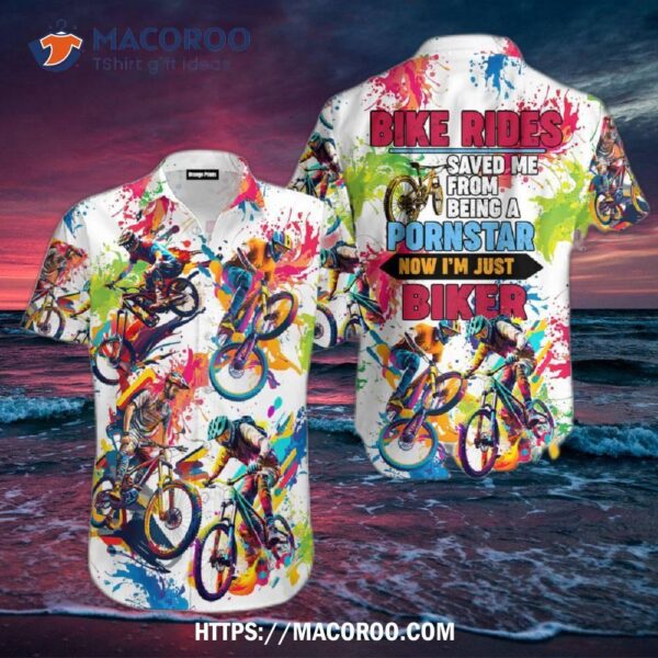 Bike Rides I’m Just A Biker Colorful Hawaiian Shirt