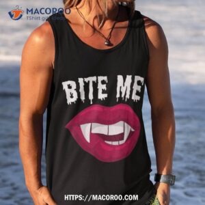 bite me sexy vampire lips fangs halloween shirt best halloween gifts for adults tank top