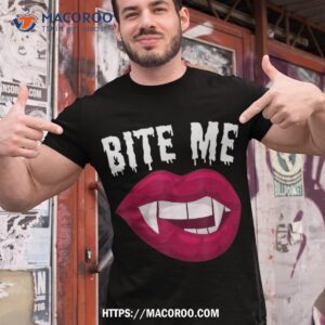 bite me sexy vampire lips fangs halloween shirt best halloween gifts for adults tshirt 1