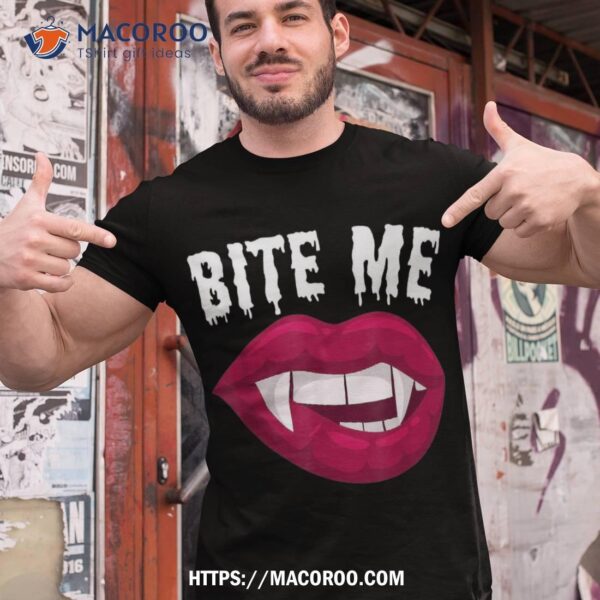 Bite Me! | Sexy Vampire Lips Fangs Halloween Shirt, Best Halloween Gifts For Adults