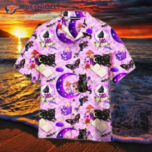 Black And Purple Halloween Pattern Violet White Hawaiian Shirts