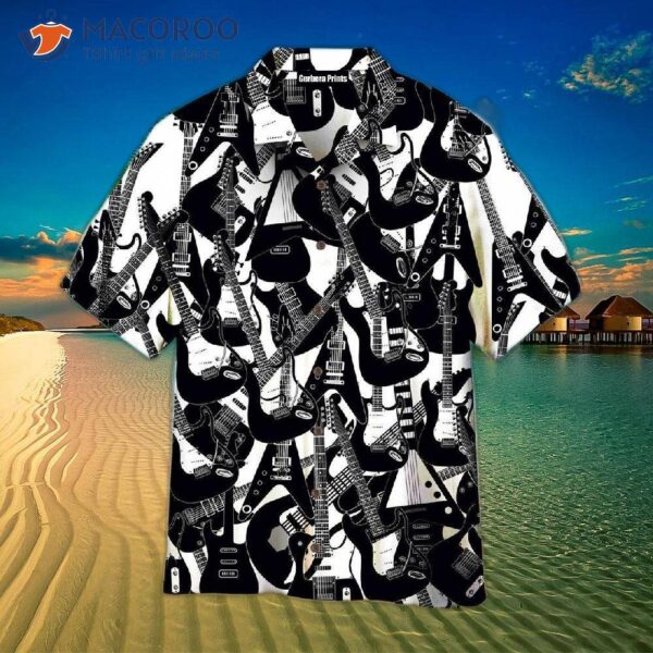 Black-and-white Hawaiian Guitar Shirts