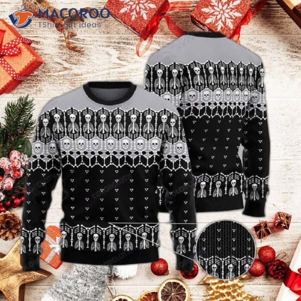 Black And White Skeleton Ugly Christmas Sweater