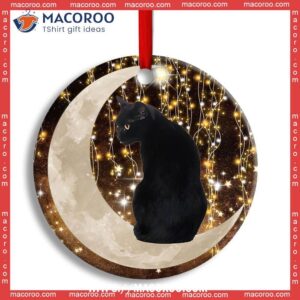 black cat and moon bright circle ceramic ornament cat lawn ornaments 0