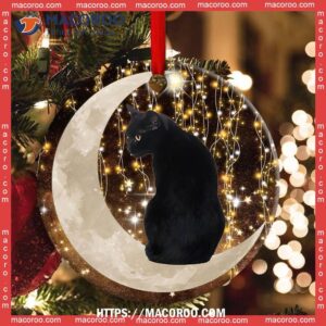 black cat and moon bright circle ceramic ornament cat lawn ornaments 1