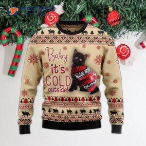 Black Cat Baby Ugly Christmas Sweater