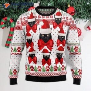 Black Cat Ball Ugly Christmas Sweater