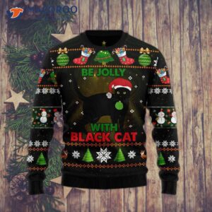 Black Cat Be Jolly Ugly Christmas Sweater