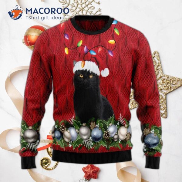 Black Cat Christmas Beauty Ugly Sweater