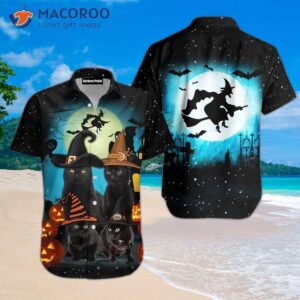 black cat family halloween hawaiian shirts 0