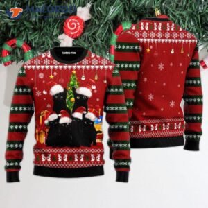Black Cat Family Ugly Christmas Sweater