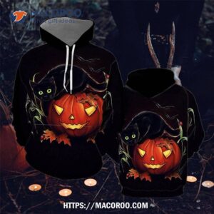 Black Cat Halloween All Over Print 3D Hoodie, Halloween Gift