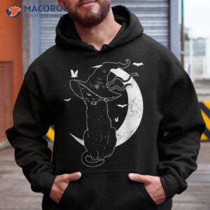 black cat halloween costume scary witch hat moon lover shirt hoodie