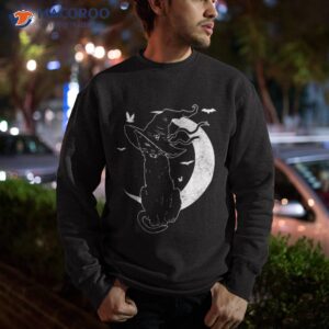 black cat halloween costume scary witch hat moon lover shirt sweatshirt