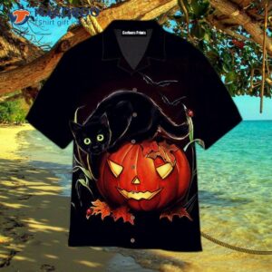 black cat halloween hawaiian shirts 1