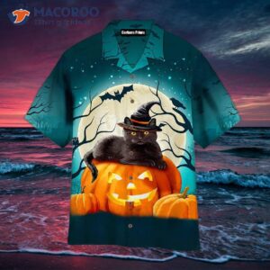 black cat happy halloween hawaiian shirts 0