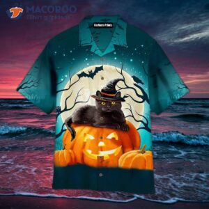 black cat happy halloween hawaiian shirts 1