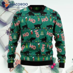 Black Cat “ho Ho Ho” Ugly Christmas Sweater