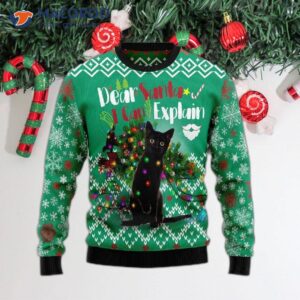 Black Cat, I Can Explain Ugly Christmas Sweater.