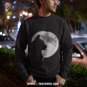 black cat in front of the full moon shirt sweatshirt