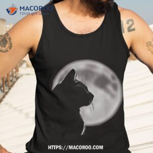 black cat in front of the full moon shirt tank top 3