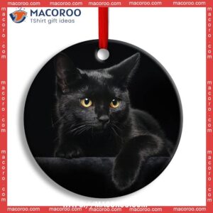 black cat kitty lover circle ceramic ornament cat christmas tree ornaments 0