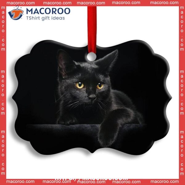 Black Cat Lover Kitty Metal Ornament, Cat Christmas Tree Ornaments