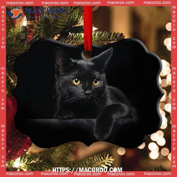 Black Cat Lover Kitty Metal Ornament, Cat Christmas Tree Ornaments