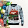 Black Cat Loves Camping Ugly Christmas Sweater