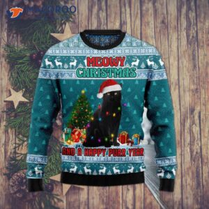 Black Cat Meowy Christmas And A Happy Purr Year Ugly Sweater