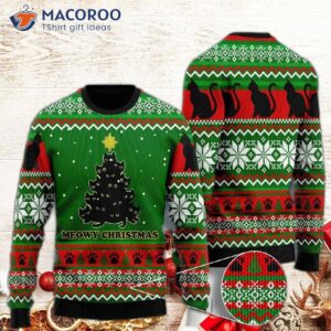 Black Cat Meowy Christmas Tree Ugly Sweater