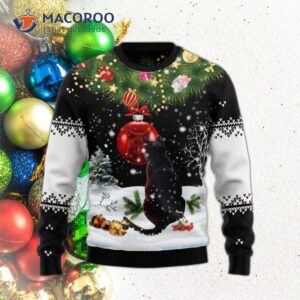 Black Cat Mirror Ugly Christmas Sweater