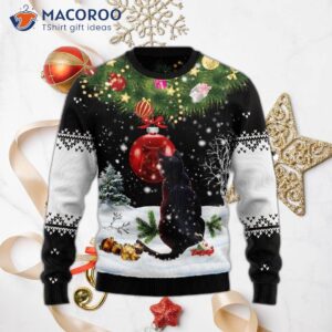 Black Cat Mirror Ugly Christmas Sweater