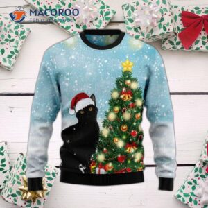 Black Cat Noel Tree Ugly Christmas Sweater