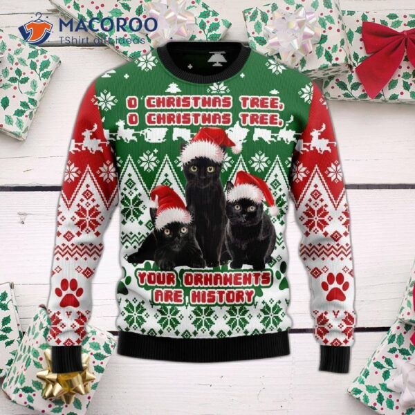 “black Cat, Oh Christmas Tree, Ugly Sweater.”