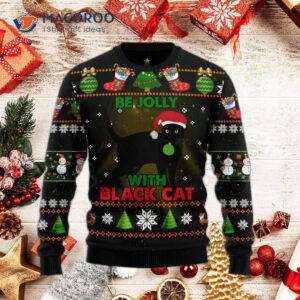 Black Cat’s Jolly Ugly Christmas Sweater