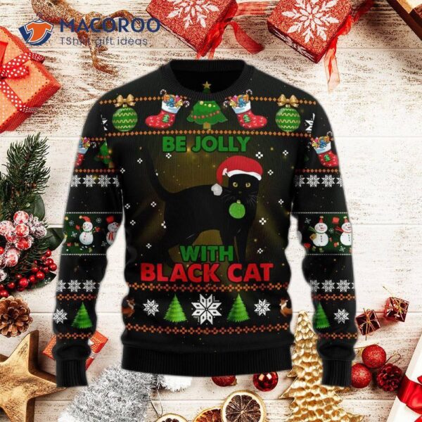 Black Cat’s Jolly Ugly Christmas Sweater