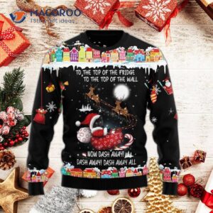 Black Cat Sleigh Ugly Christmas Sweater