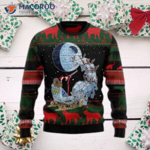 Black Cat Sleighing To The Death Star Ugly Christmas Sweater