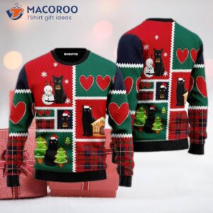 Black Cat Snow Ugly Christmas Sweater