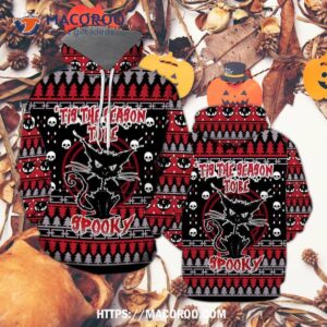 Black Cat Spooky Halloween All Over Print 3D Hoodie, Candy Treats For Halloween