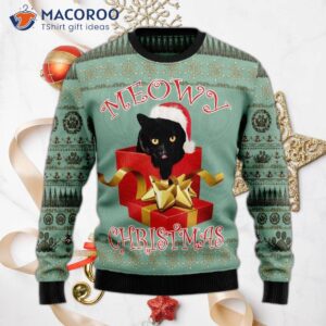 Black Cat Ugly Christmas Sweater Gift