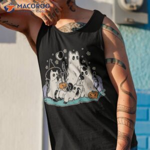 black cats in ghost costume cute and halloween shirt tank top 1