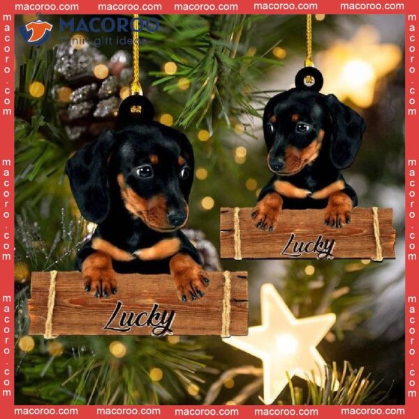 Black Dachshund-shaped Custom Photo Acrylic Christmas Ornament